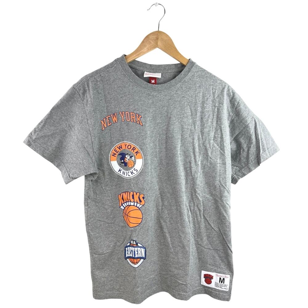 Mitchell & Ness Men's Gray New York Kicks NBA Graphic Logo T Shirt Tee Top Sz M